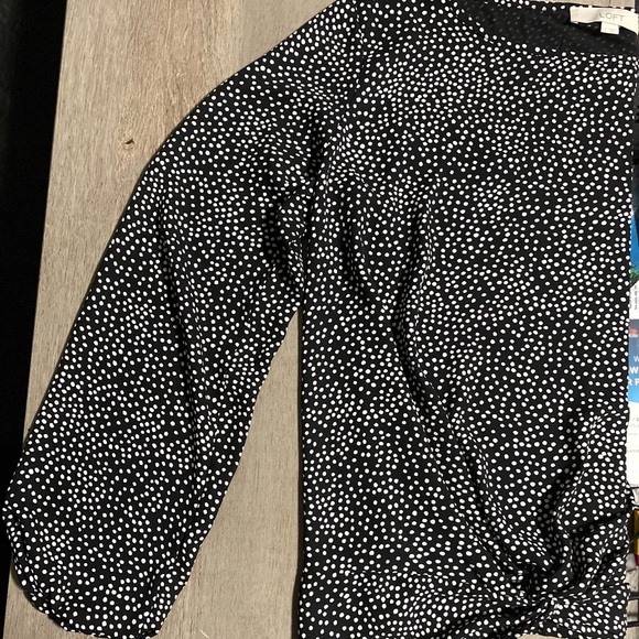 LOFT Dotted Mixed Media Twist Hem Top - Picture 14 of 14